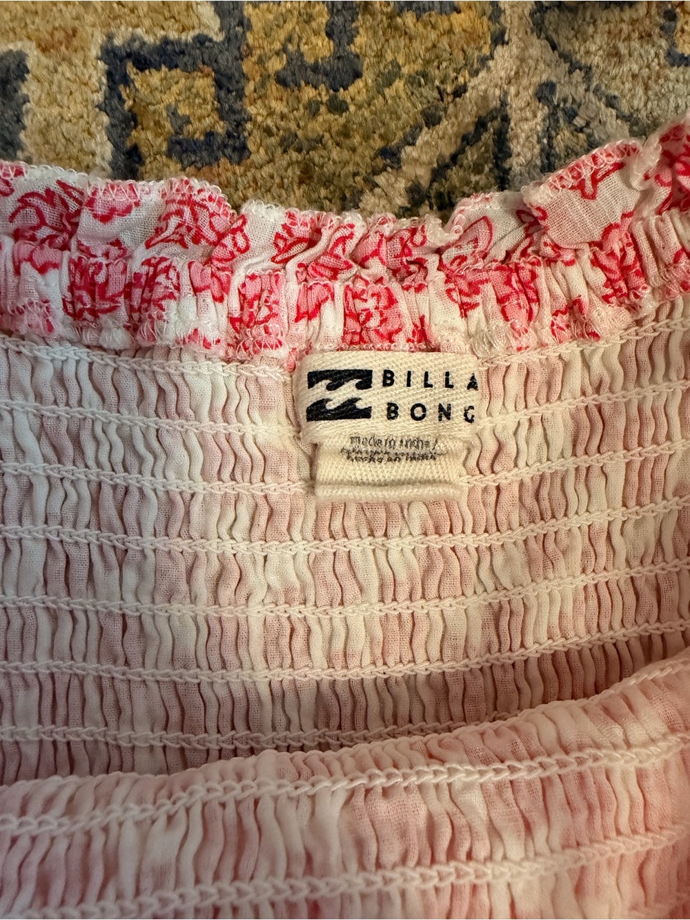 Billabong Baja Breeze Pink & White Block Print Midi Dress - Picture 2 of 5